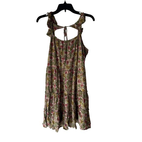 Maurices Size Large Feminine Floral‎ Ruffle Green Tiered Mini Dress - Picture 1 of 10
